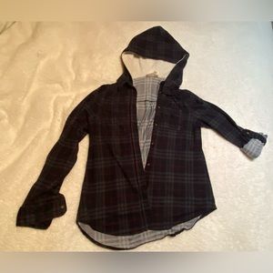 Plaid top with Sherpa lined hood